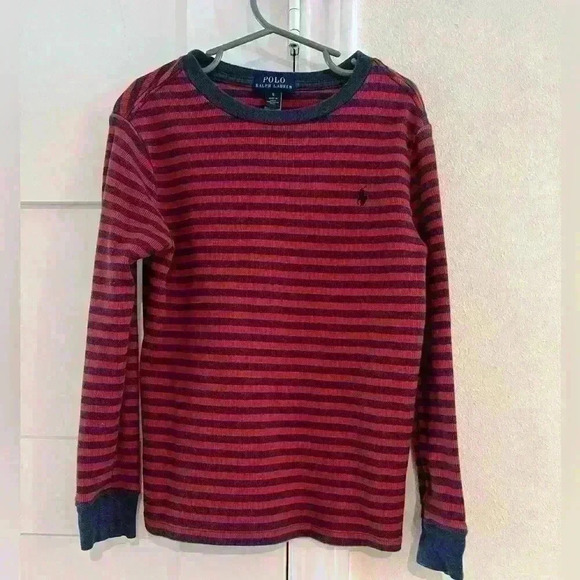 Boys Polo Ralph Lauren Red and Navy Striped Longsleeve- Size 6- EUC - Picture 1 of 4